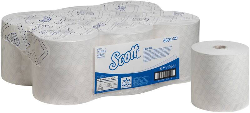 Scott Essential Papieren handdoeken Rol Wit 1-laags 6691 6 Rollen à 350 m