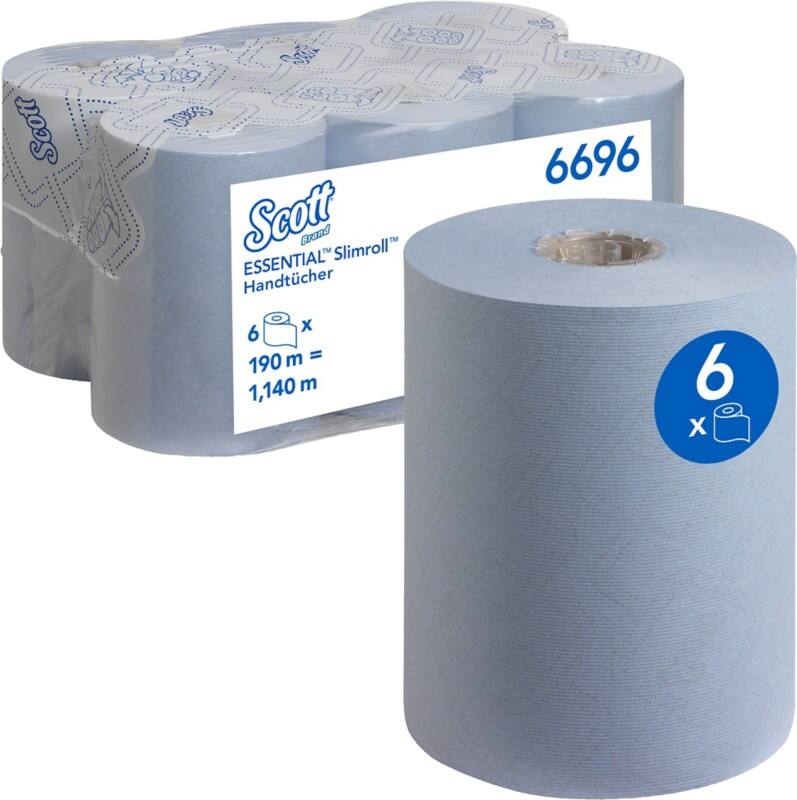 Scott Essential Slimroll Papieren handdoeken Rol Blauw 1-laags 6696 6 Rollen à 190 m