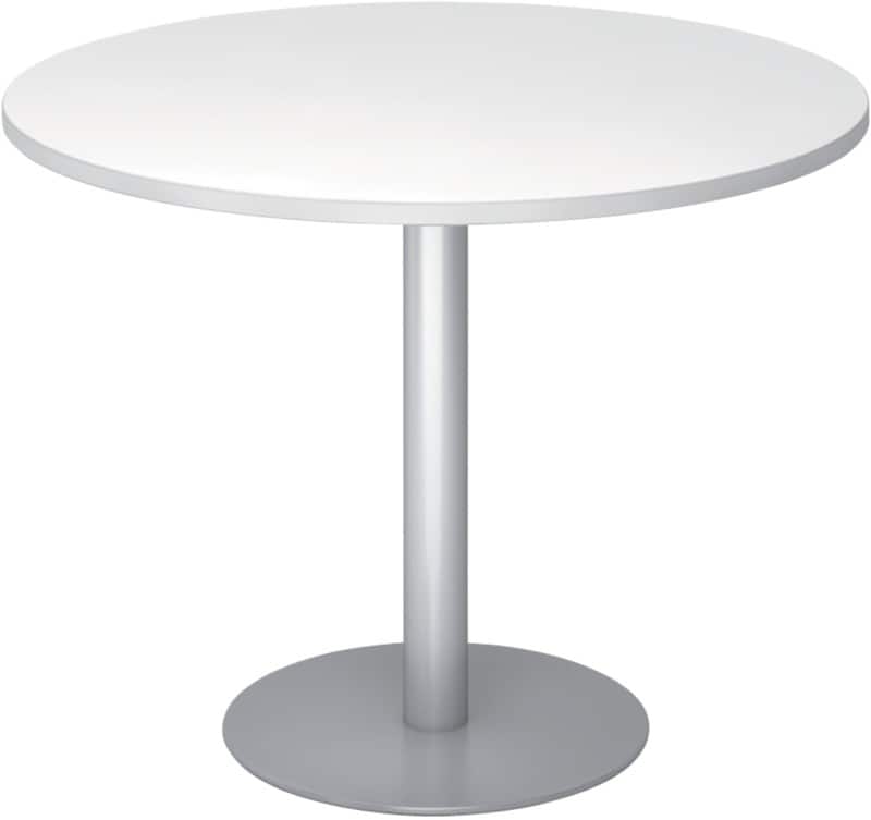 Hammerbacher Pilaartafel Wit, zilver Gemelamineerde spaanplaat STF10 1.000 x 745 mm