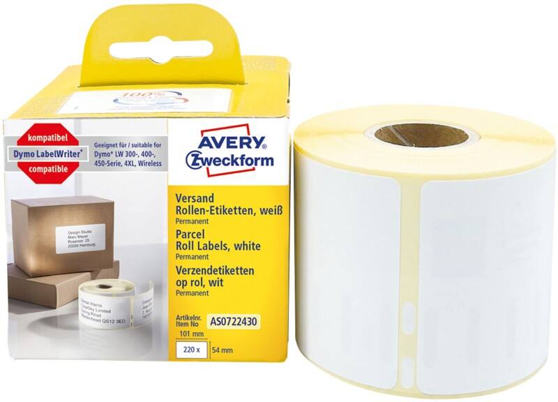 Avery Verzendetiketten AS0722430 AS0722430 Klevend 54 x 101 mm 1 Rollen à 220 Etiketten