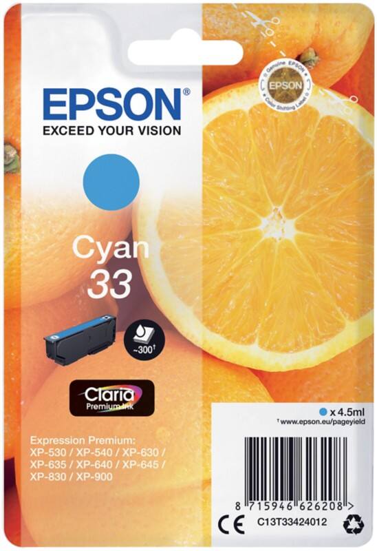 Epson 33 Origineel Inktcartridge C13T33424012 Cyaan