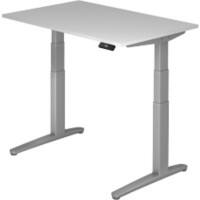 Hammerbacher XBHM VXBHM Elektrisch hoogteverstelbaar Zit-sta-bureau Rechthoekig Grijs C-Voet 1.200 (B) x 800 (D) x 1.290 (H) mm Spaanplaat, Staal, Aluminium