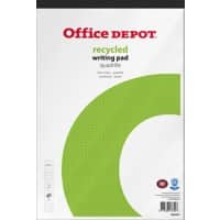 Office Depot A4+ Schrijfblok Wit Papieren kaft Geruit Recycled Micorperforatie 50 Vel